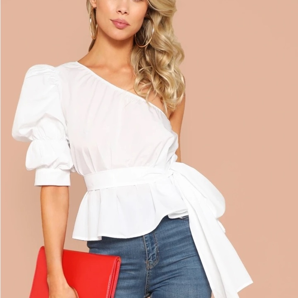 Elegant White One-Shoulder Top